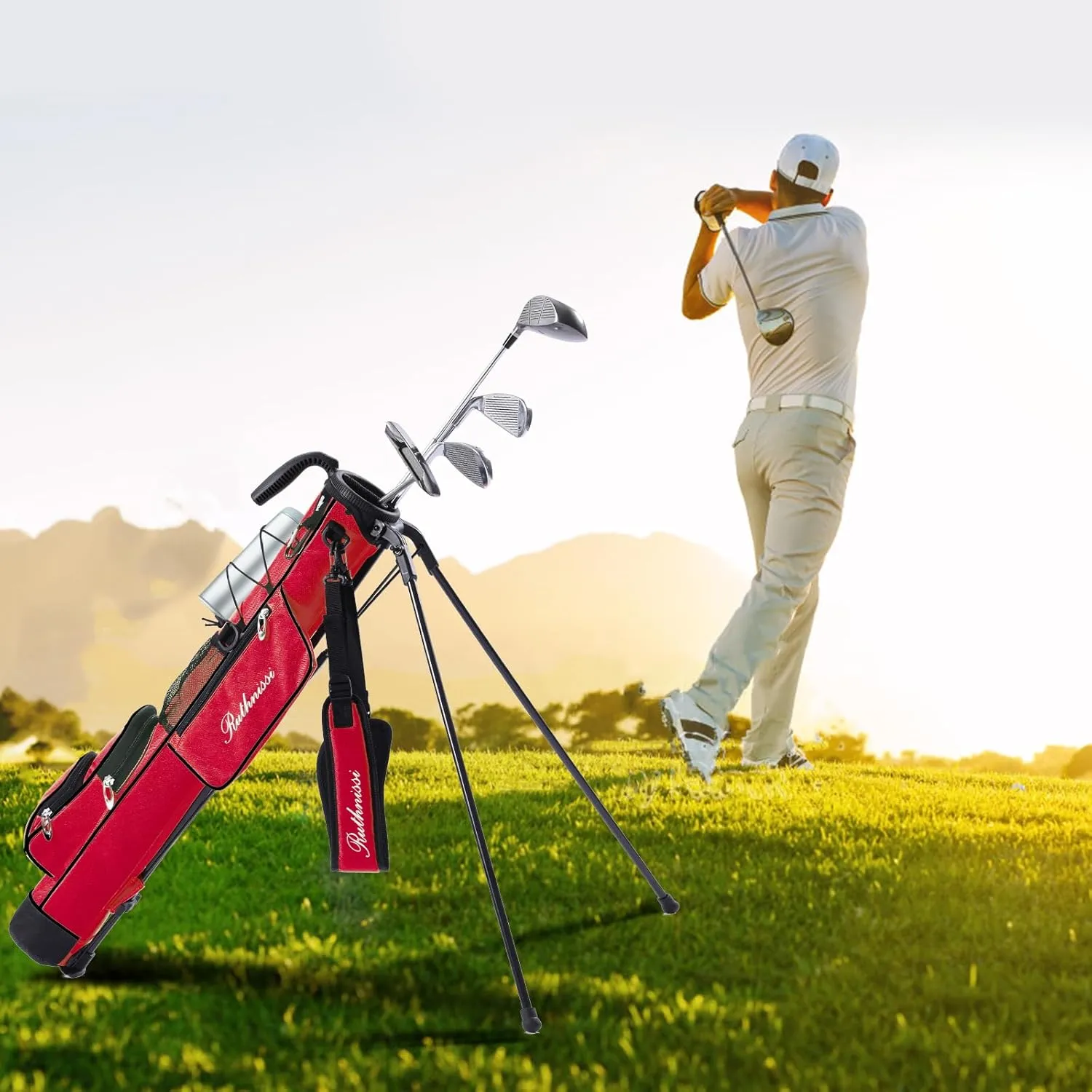 Golf Stand Bag, Lightweight Golf Easy Carry Bag with Padded Strap，Durable Pitch n Putt Golf Bag, Practice Ranger Sunday Golf Bag for Men&Women