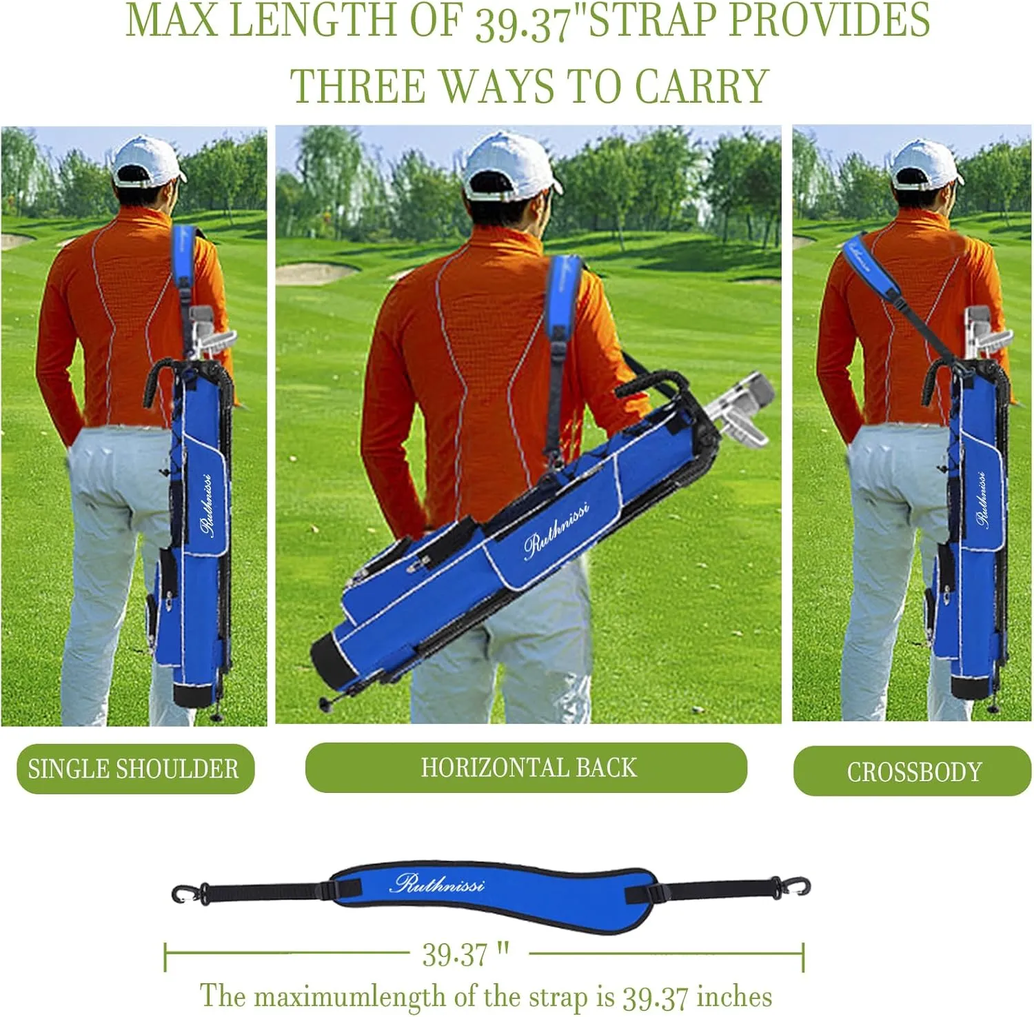Golf Stand Bag, Lightweight Golf Easy Carry Bag with Padded Strap，Durable Pitch n Putt Golf Bag, Practice Ranger Sunday Golf Bag for Men&Women