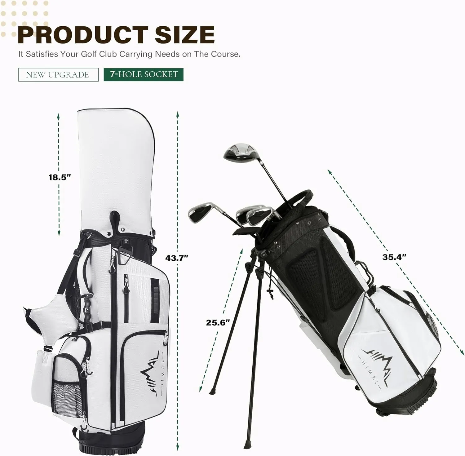 Golf Stand Bag with 7 Way Top Dividers, Lightweight Golf Bags for Men Women with Multiple Pockets, Dual Straps
