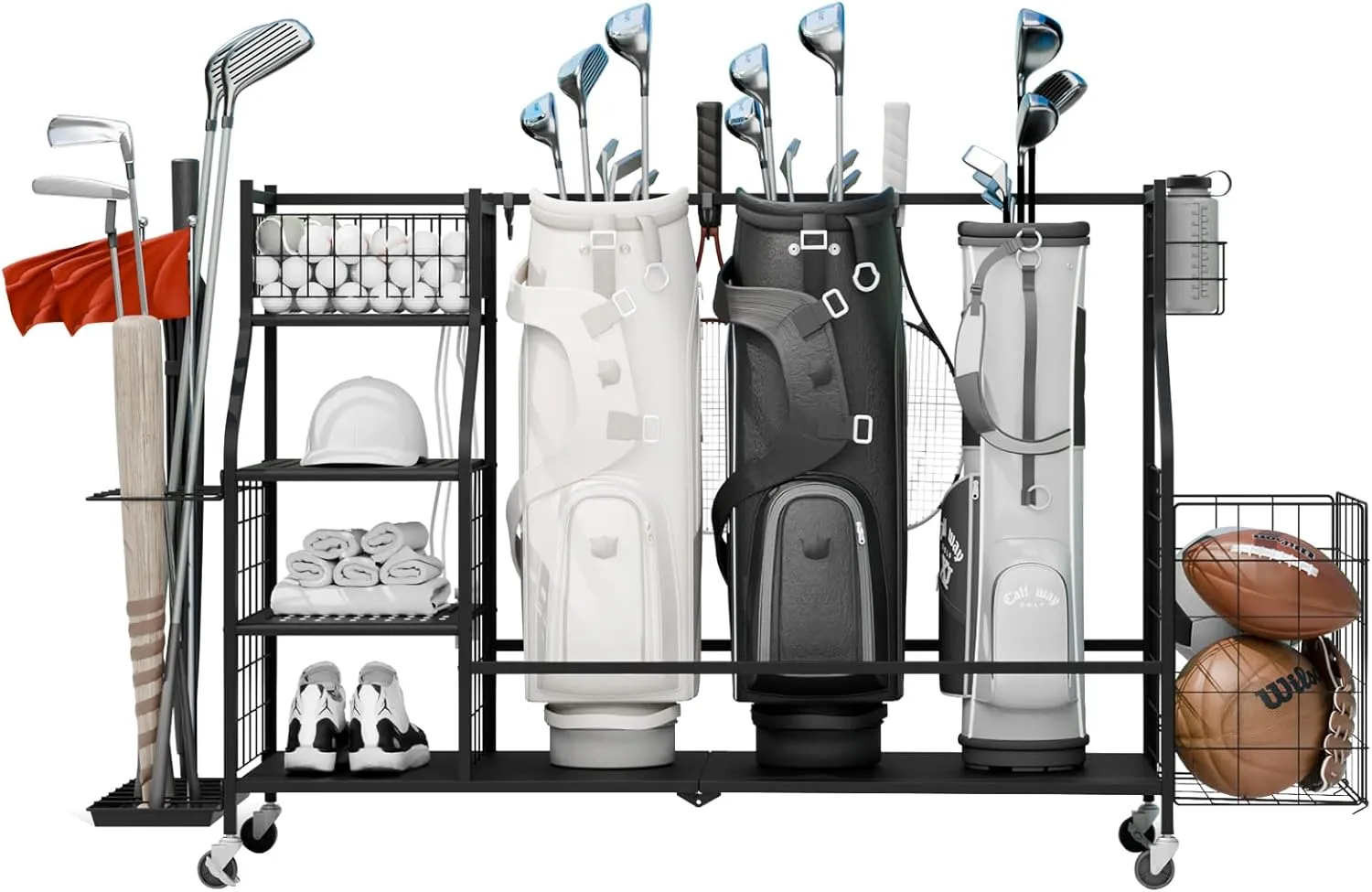 Golf Storage Garage Organizer, Golf Bag Storage Stand and Other Golfing Equipment Rack, Extra Storage Rack for Golf Clubs