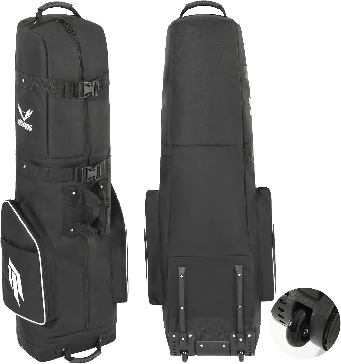Golf Travel Bag for Airlines with Wheels, Lockable Zipper and Shoes Compartment, Soft-Sided Golf Club Travel Bag for Airline, Wear-Resistant Waterproof 900D Polyester Oxford