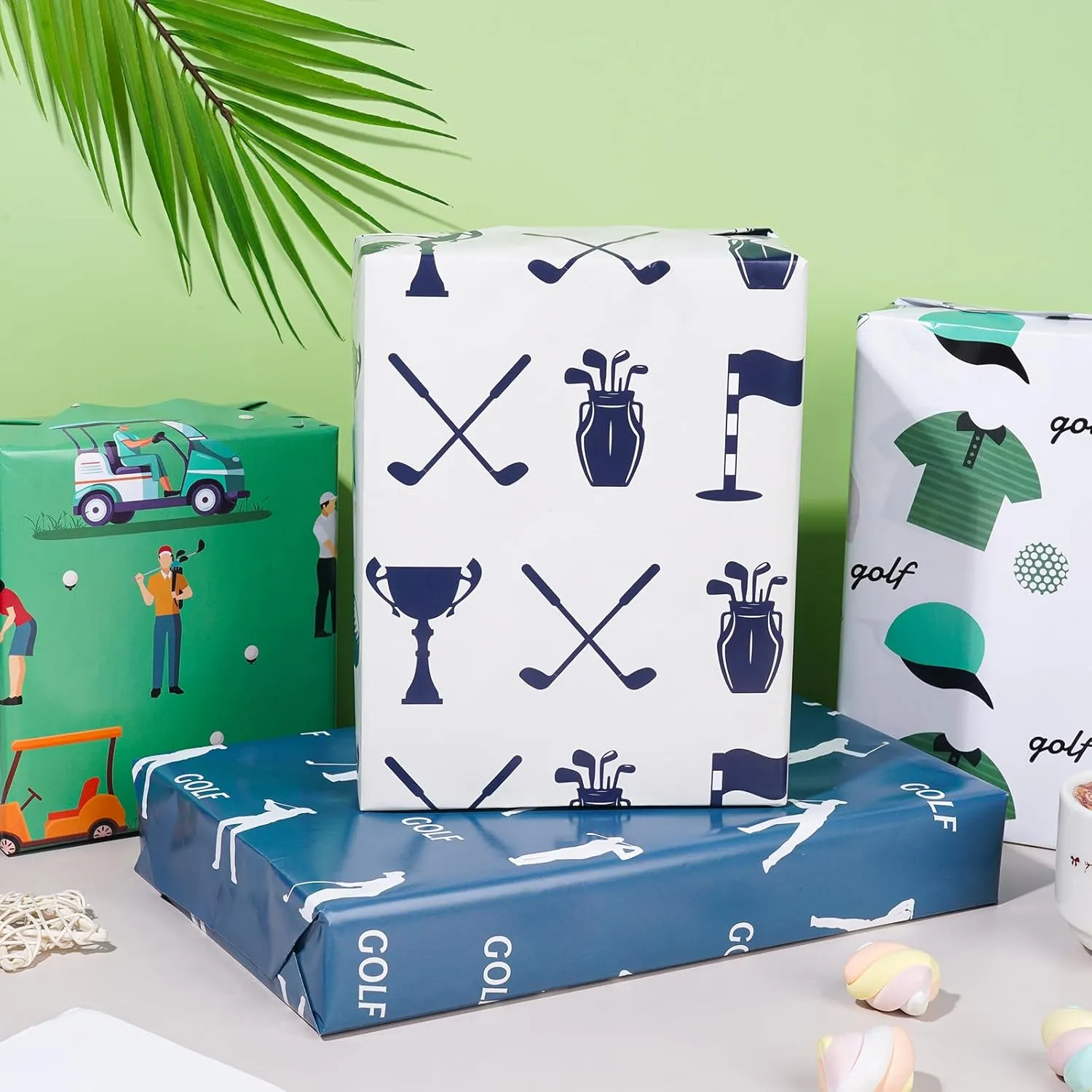 Golf Wrapping Paper 12 Sheets - Sports Wrapping Paper - Golf Themed Gift Wrap Paper - Golf Cart,Golf Bag Print Gift Packing Paper for Sports Party,Birthday,Team Celebration - 20"×28"