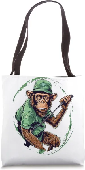 Golfer Monkey Golf Club Golf Player Golfing Ape Primate Tote Bag