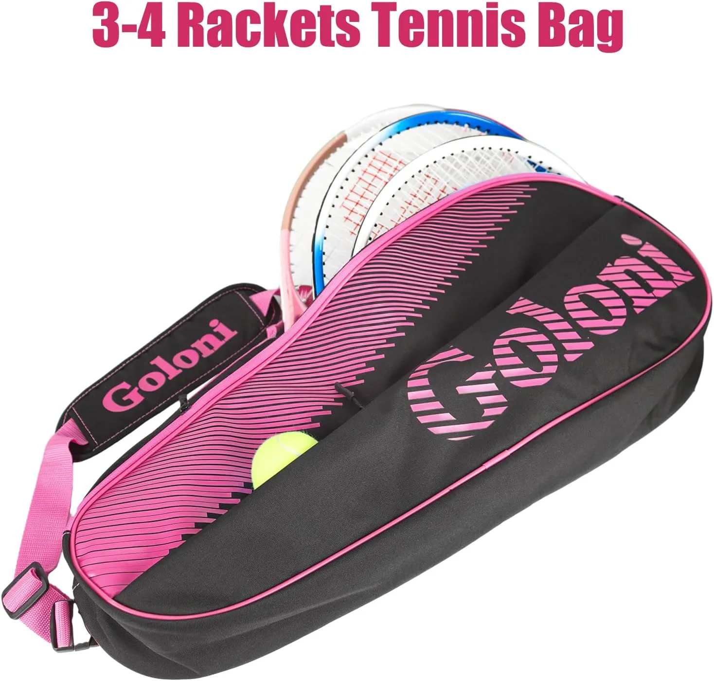 Goloni | 3 Racquet Tennis Bag, for Professional or Beginner Tennis Players, Rackets Cover Bag with Protective Pad & Lightweight | Unisex Design for Men, Women, Youth and Adults