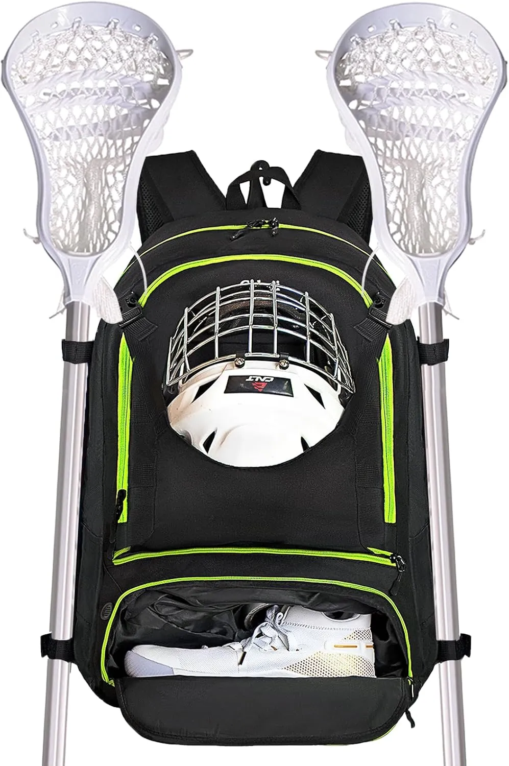 Goloni Lacrosse Equipment Backpack with Two Sticks holder and Separate Cleats Compartment Field Hockey Bag