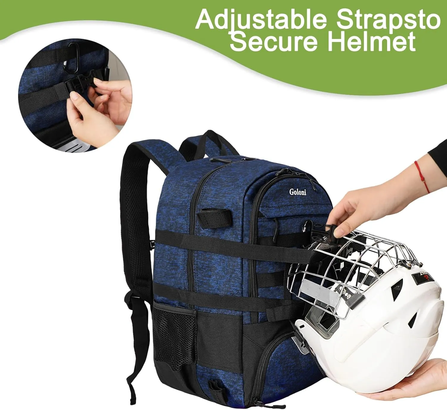 Goloni Lacrosse Equipment Backpack with Two Sticks holder and Separate Cleats Compartment Field Hockey Bag