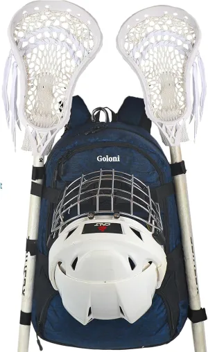 Goloni Lacrosse Equipment Backpack with Two Sticks holder and Separate Cleats Compartment Field Hockey Bag