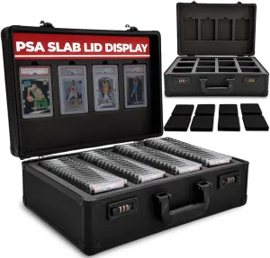 Graded Card Case - Durable PSA Slab Case with Combination Lock - 4 Row Graded Card Storage Box with 8 Foam Inserts - Also Compatible with PSA, GMA, HGA, NGS, SGC, CSG - Holds up to 640 Top Loaders