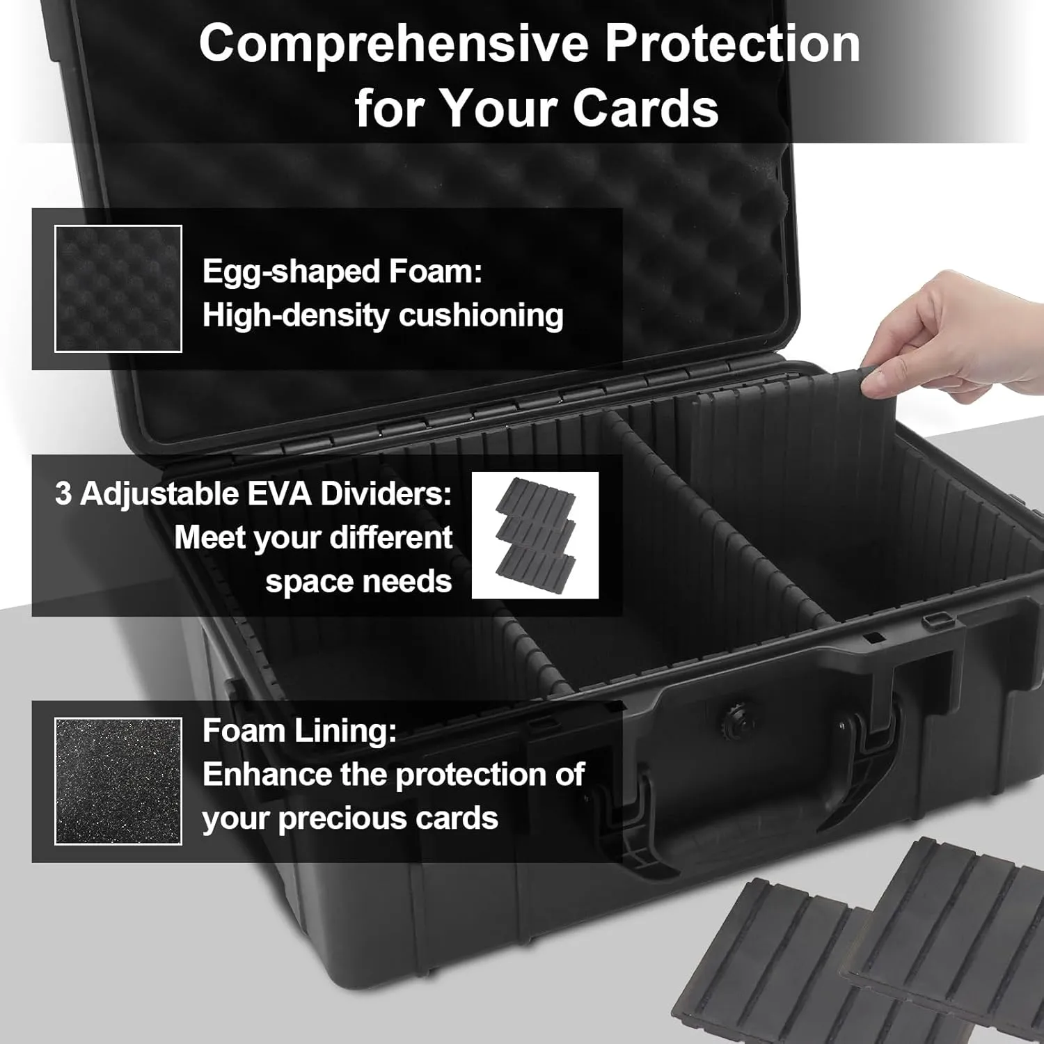 Graded Sports Card Storage Box, PSA Slab Case Compatible with SGC CSG BGS, Trading Card Storage Box with 2 Locks, Waterproof Protective Cards Holder Organizer for Toploader, Magnetic, Large