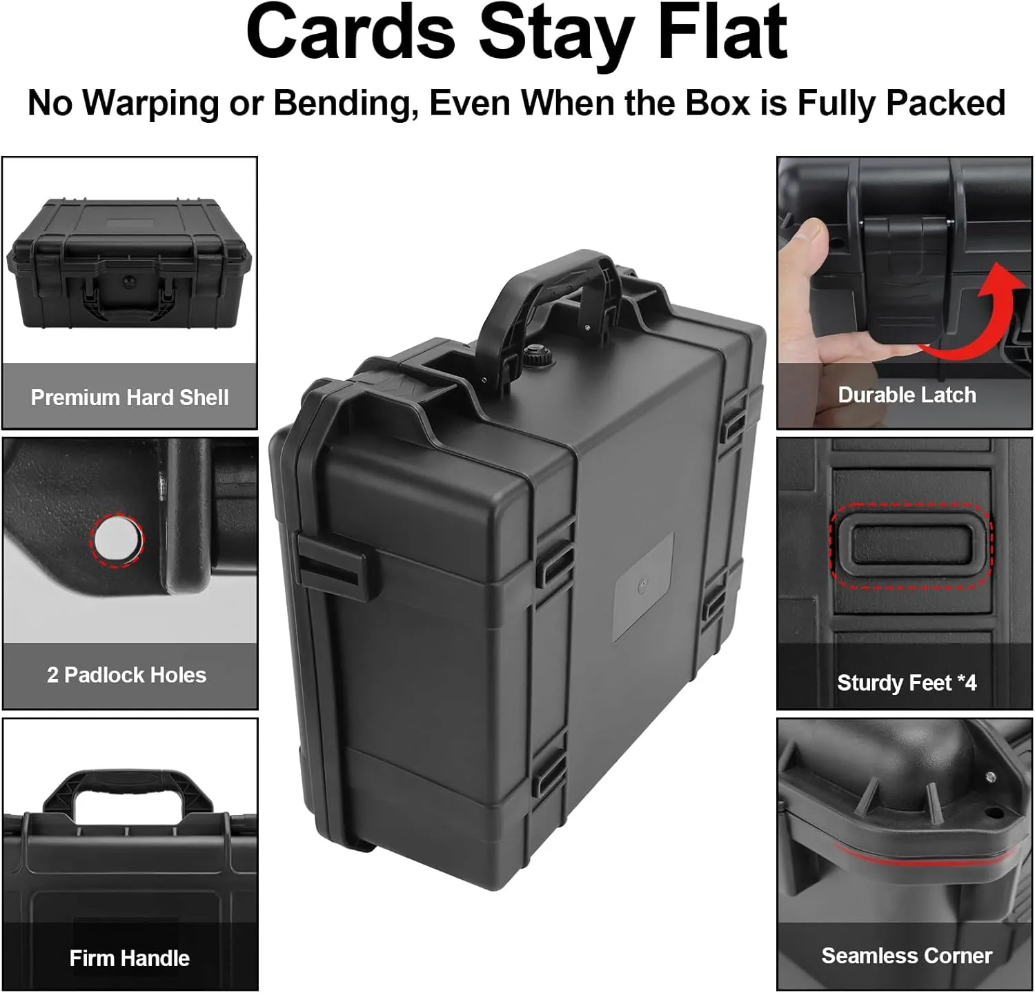 Graded Sports Card Storage Box, PSA Slab Case Compatible with SGC CSG BGS, Trading Card Storage Box with 2 Locks, Waterproof Protective Cards Holder Organizer for Toploader, Magnetic, Large