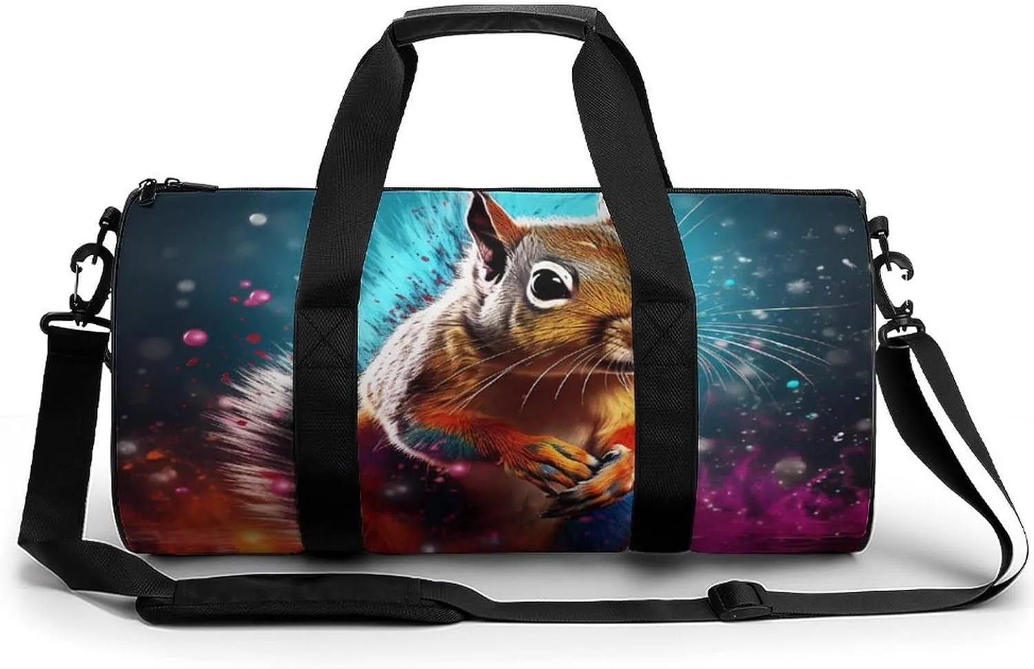 Graffiti Cute Chipmunk Gym Bag Travel Waterproof Duffel Bag Carryon Overnight Bags Tote Bags for Sports