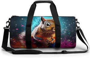 Graffiti Cute Chipmunk Gym Bag Travel Waterproof Duffel Bag Carryon Overnight Bags Tote Bags for Sports