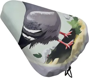 Grey Pigeon Print Bike Seat Cover Water-Repellent Exercise Bike Seat Cushion Bicycle Saddle Cover with Drawstring Rain Snow Dust Covers for City Mountain Road Biking