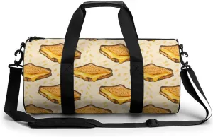 Grilled Cheese Sandwich Breakfast Unisex Gym Bag Travel Duffel Bags Overnight Sport Tote with Compartment for Weekender Vacation