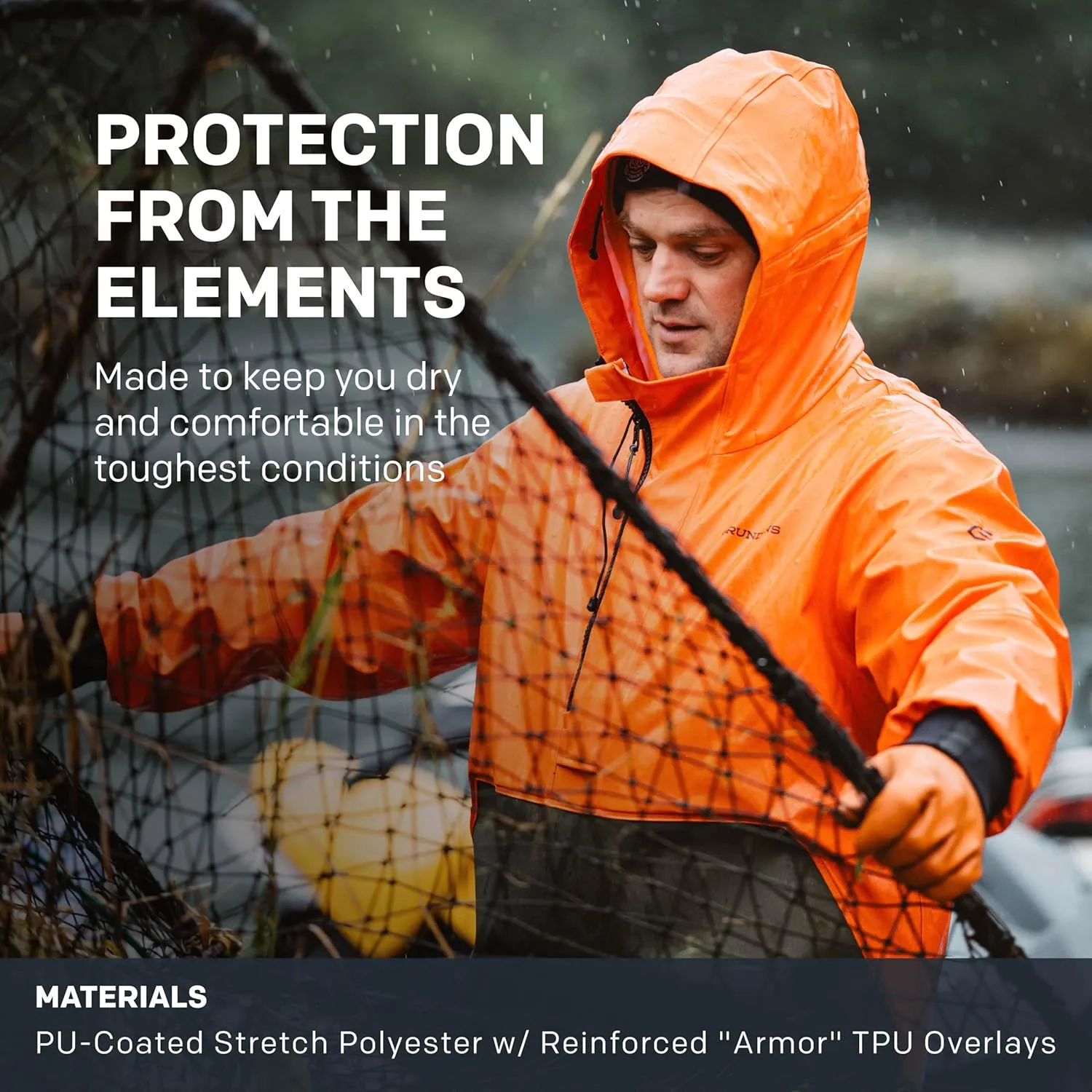 Grundens Neptune Armored Anorak Jacket - Outerwear for Fishing, Wind and Weather Resistant, Stain Resistant, Medium Duty
