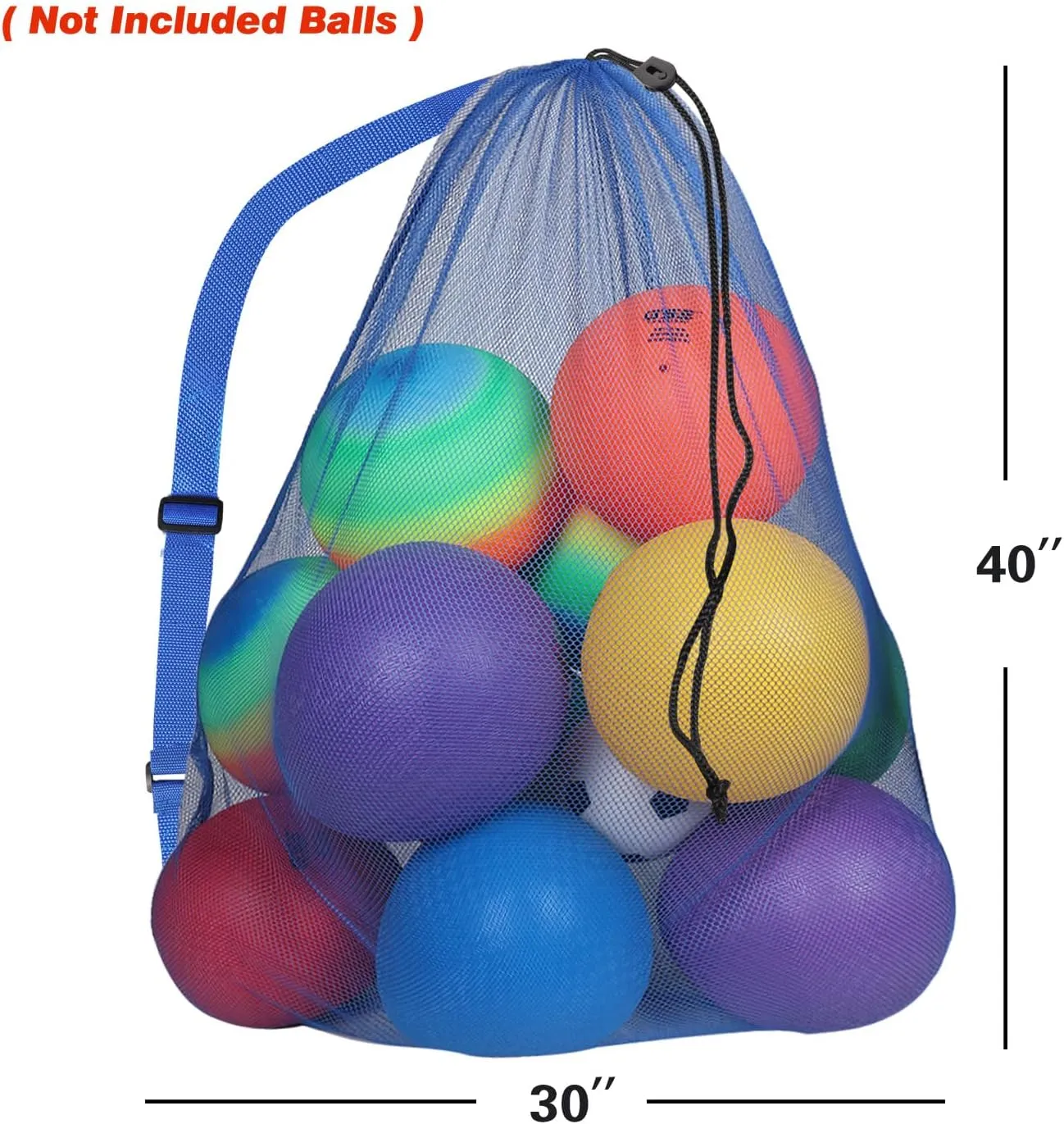 GSE Games & Sports Expert 6 Pack Blue Extra Large Mesh Sports Ball Drawstring Bag, 30" x 40" Soccer Equipment Bag with Adjustable Shoulder Strap for Football, Basketball, Volleyball, Swimming