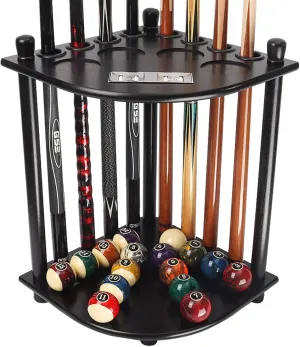 GSE Games & Sports Expert Corner-Style Floor Stand Billiard Pool Cue Racks with Score Counters, Holds Pool Cue Sticks, Balls Set, Ball Racks