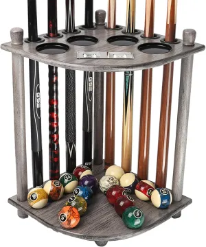 GSE Games & Sports Expert Corner-Style Floor Stand Billiard Pool Cue Racks with Score Counters, Holds Pool Cue Sticks, Balls Set, Ball Racks