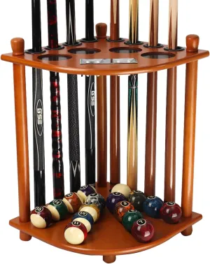 GSE Games & Sports Expert Corner-Style Floor Stand Billiard Pool Cue Racks with Score Counters, Holds Pool Cue Sticks, Balls Set, Ball Racks