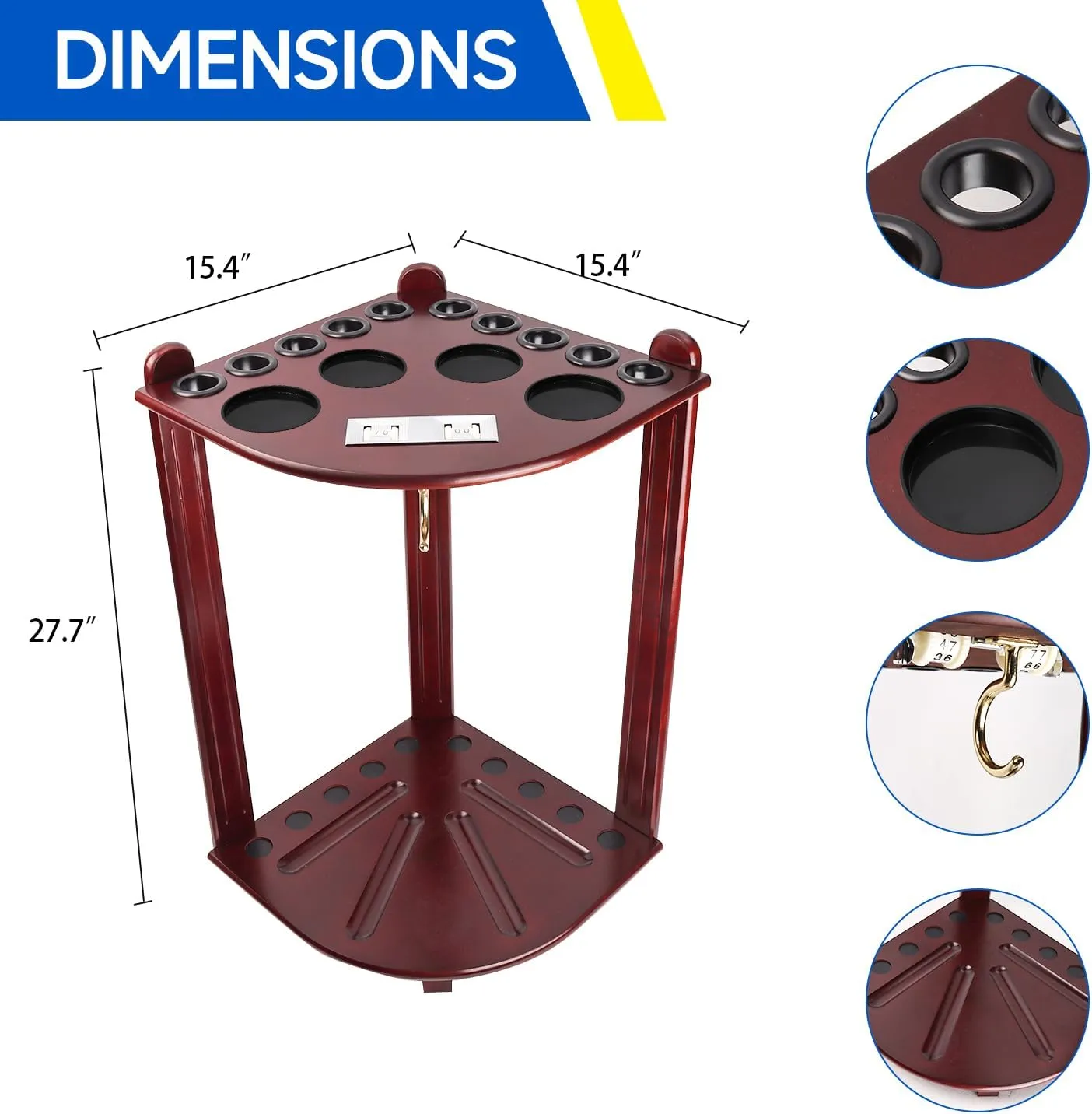GSE Games & Sports Expert Corner-Style Floor Stand Billiard Pool Cue Racks with Score Counters, Holds Pool Cue Sticks, Balls Set, Ball Racks