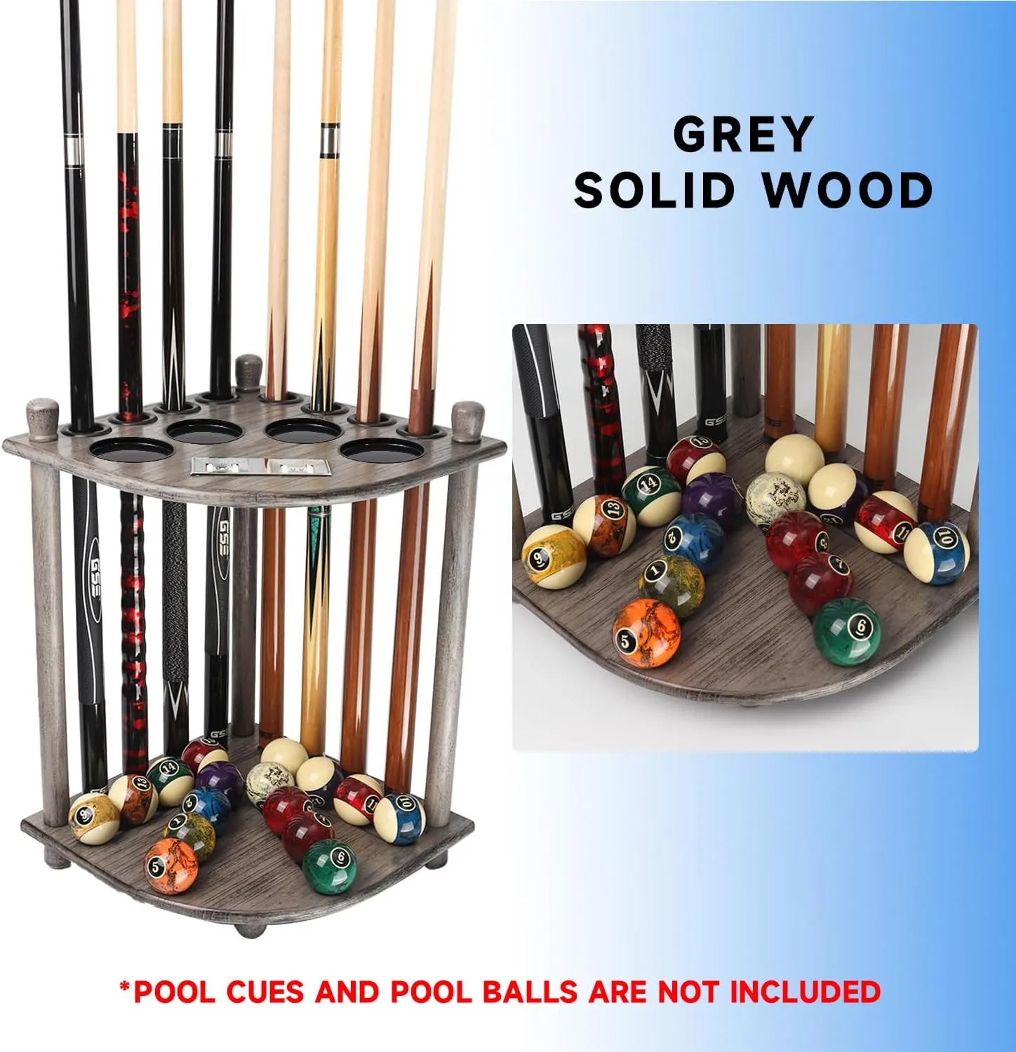 GSE Games & Sports Expert Corner-Style Floor Stand Billiard Pool Cue Racks with Score Counters, Holds Pool Cue Sticks, Balls Set, Ball Racks
