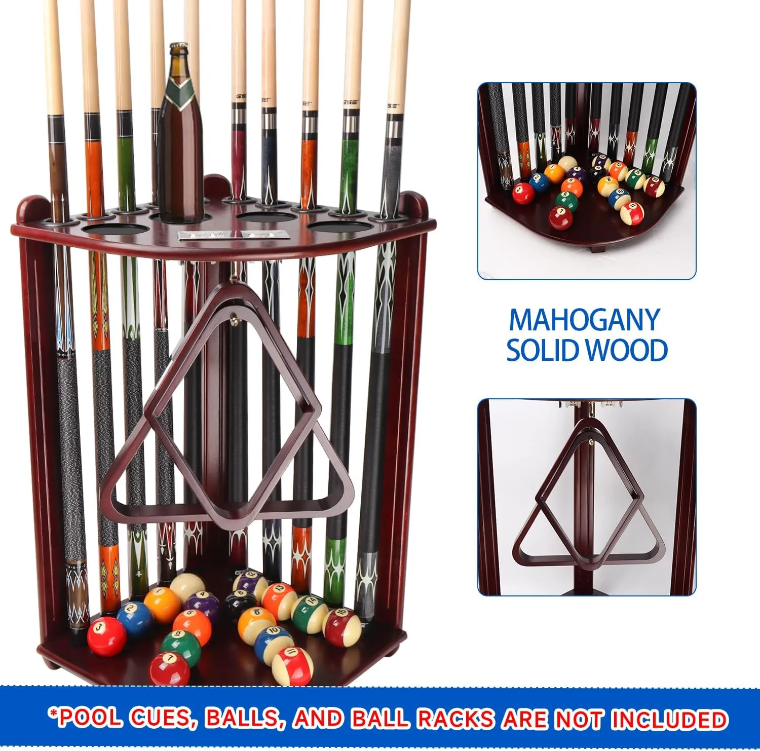 GSE Games & Sports Expert Corner-Style Floor Stand Billiard Pool Cue Racks with Score Counters, Holds Pool Cue Sticks, Balls Set, Ball Racks