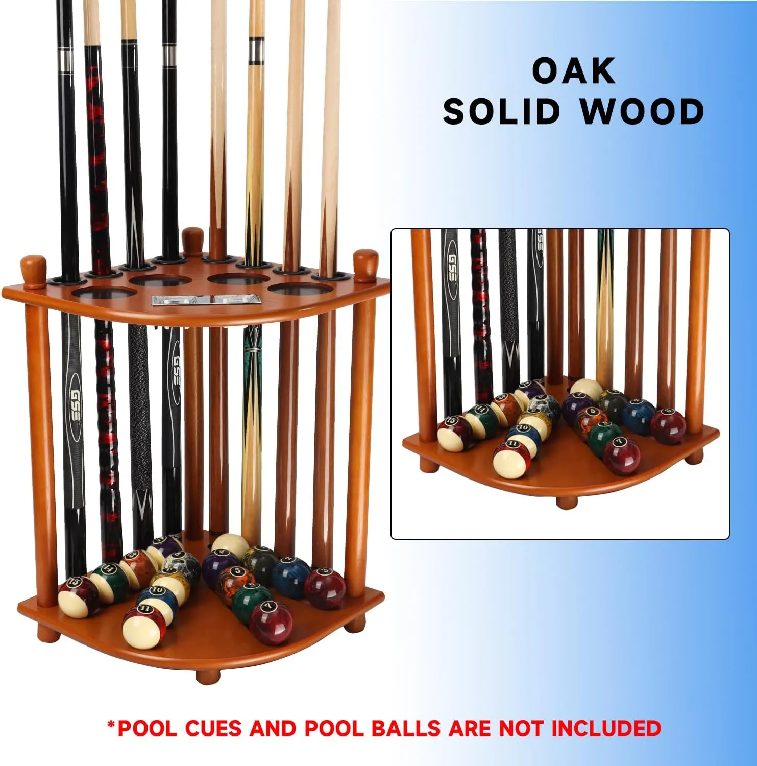 GSE Games & Sports Expert Corner-Style Floor Stand Billiard Pool Cue Racks with Score Counters, Holds Pool Cue Sticks, Balls Set, Ball Racks
