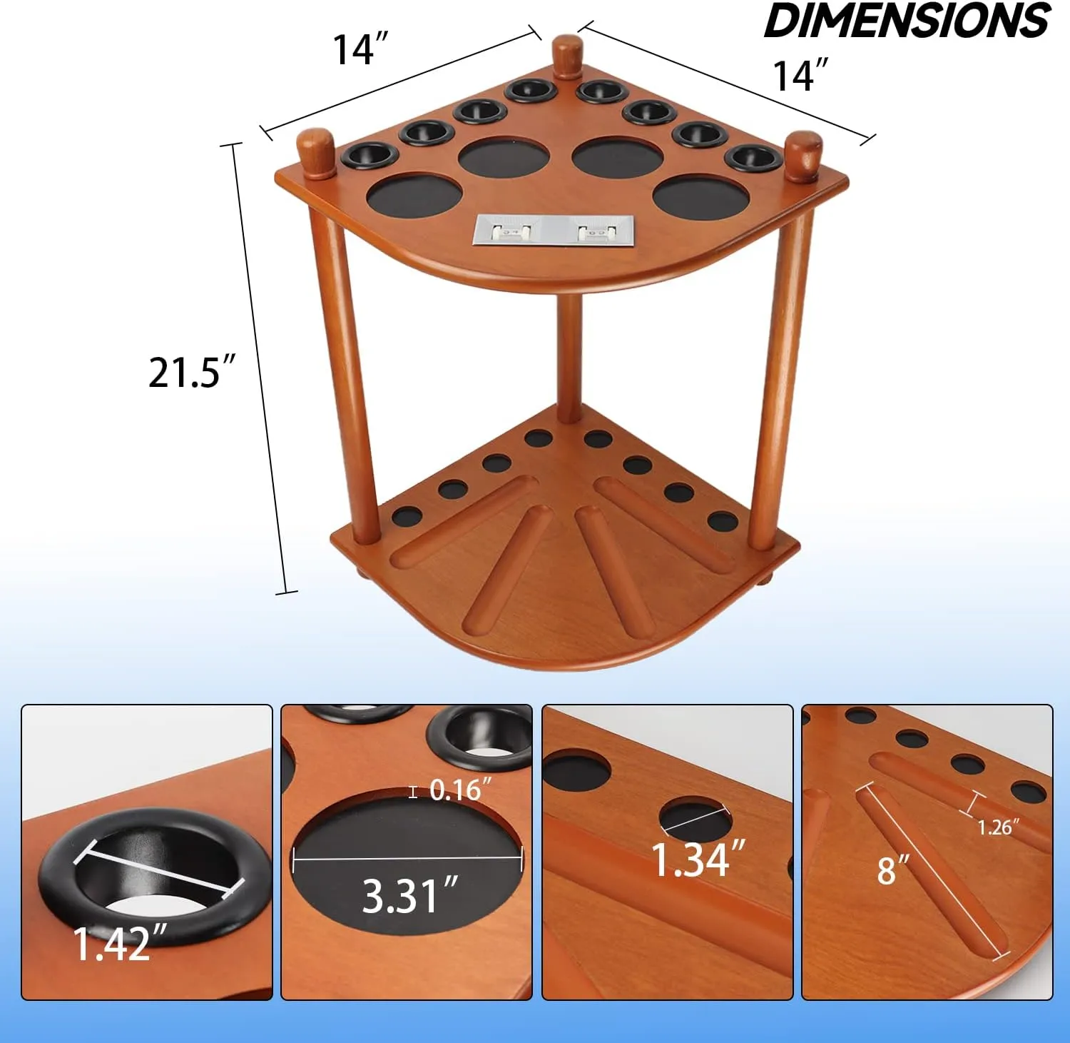 GSE Games & Sports Expert Corner-Style Floor Stand Billiard Pool Cue Racks with Score Counters, Holds Pool Cue Sticks, Balls Set, Ball Racks