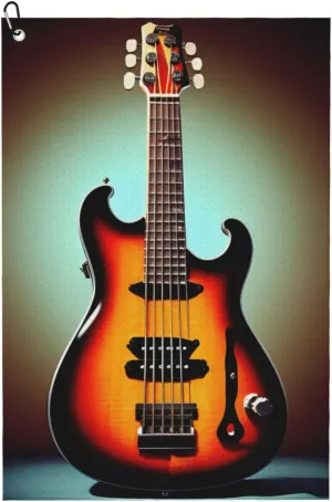 Guitar Bass Music Musical Instrument Print Fashion Golf Towel Golf Bag Accessory, for Men and Women with Carabiner Clip
