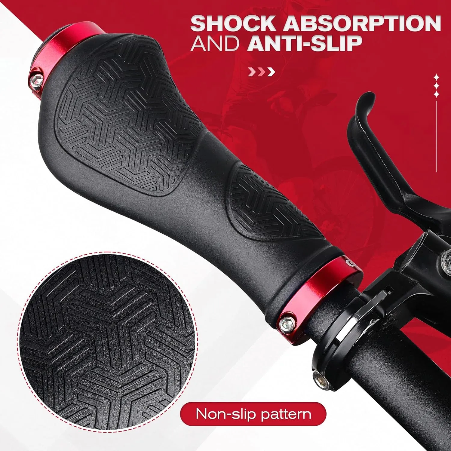 GXCROR Premium Ergonomic Non-Slip Bike Grips Handlebar - Dual-Locking Mountain/MTB Bicycle Grips, Universal 130mm All-Weather Comfort(2-Year Warranty)