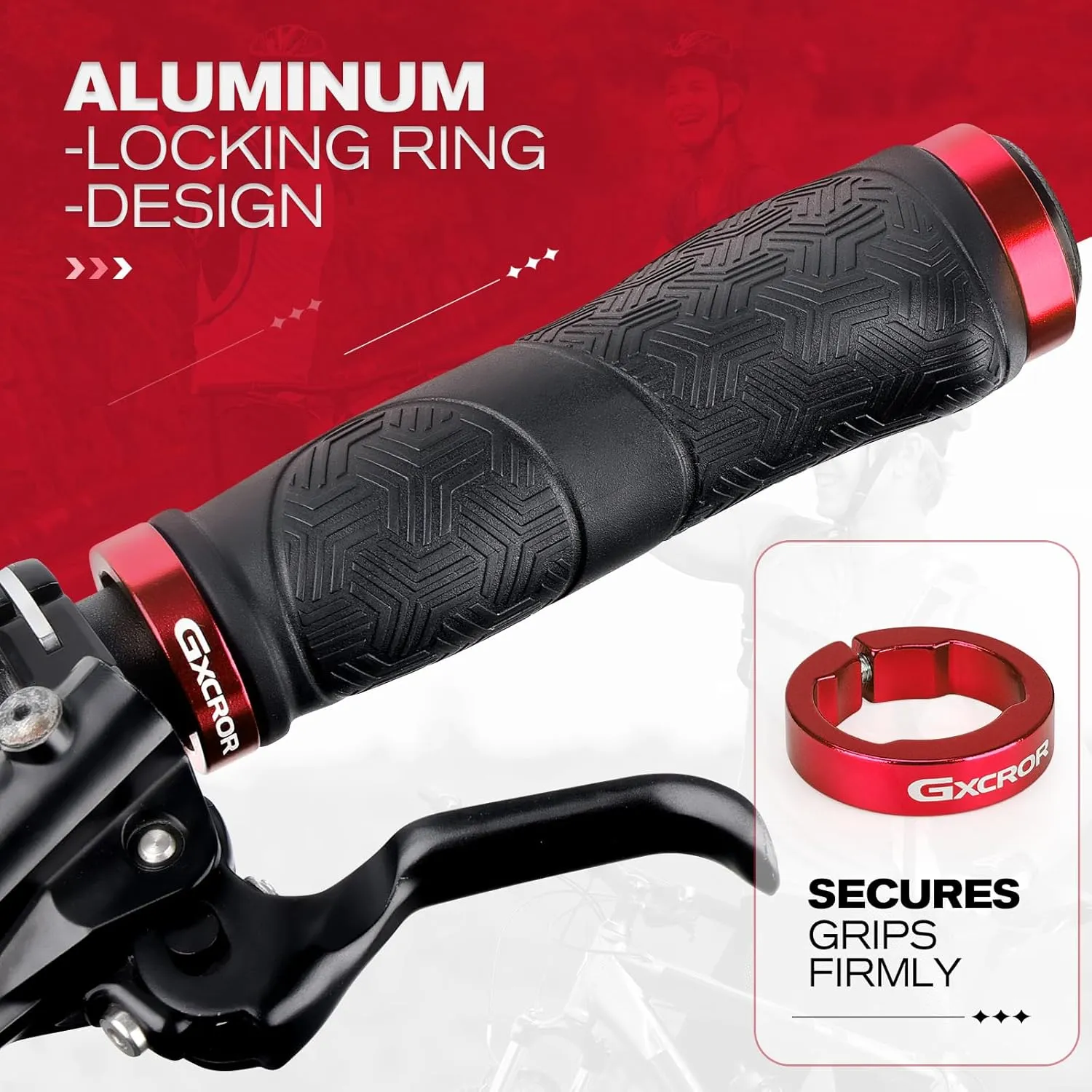 GXCROR Premium Ergonomic Non-Slip Bike Grips Handlebar - Dual-Locking Mountain/MTB Bicycle Grips, Universal 130mm All-Weather Comfort(2-Year Warranty)