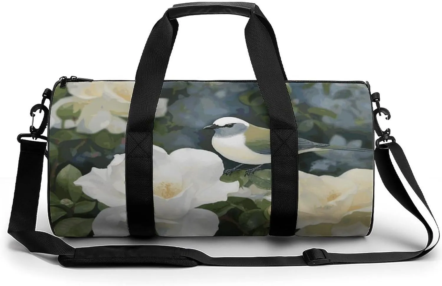 Gym Bag for Men Women Gardenia Flowers Birds Duffel Bag Overnight Bag with Compartment Gym Sackpac