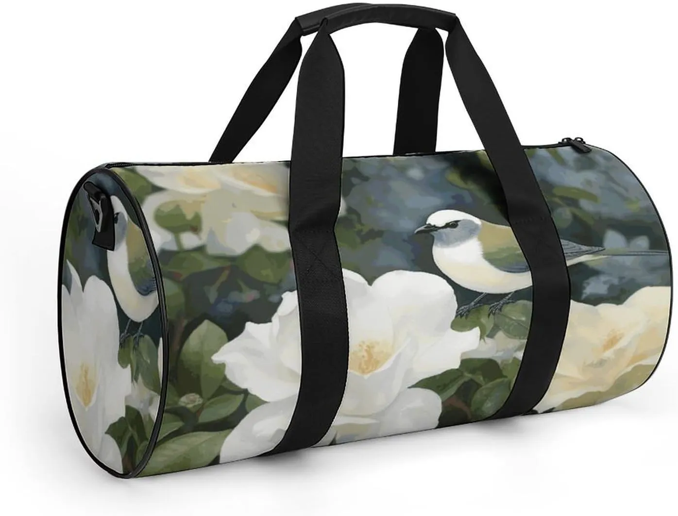 Gym Bag for Men Women Gardenia Flowers Birds Duffel Bag Overnight Bag with Compartment Gym Sackpac