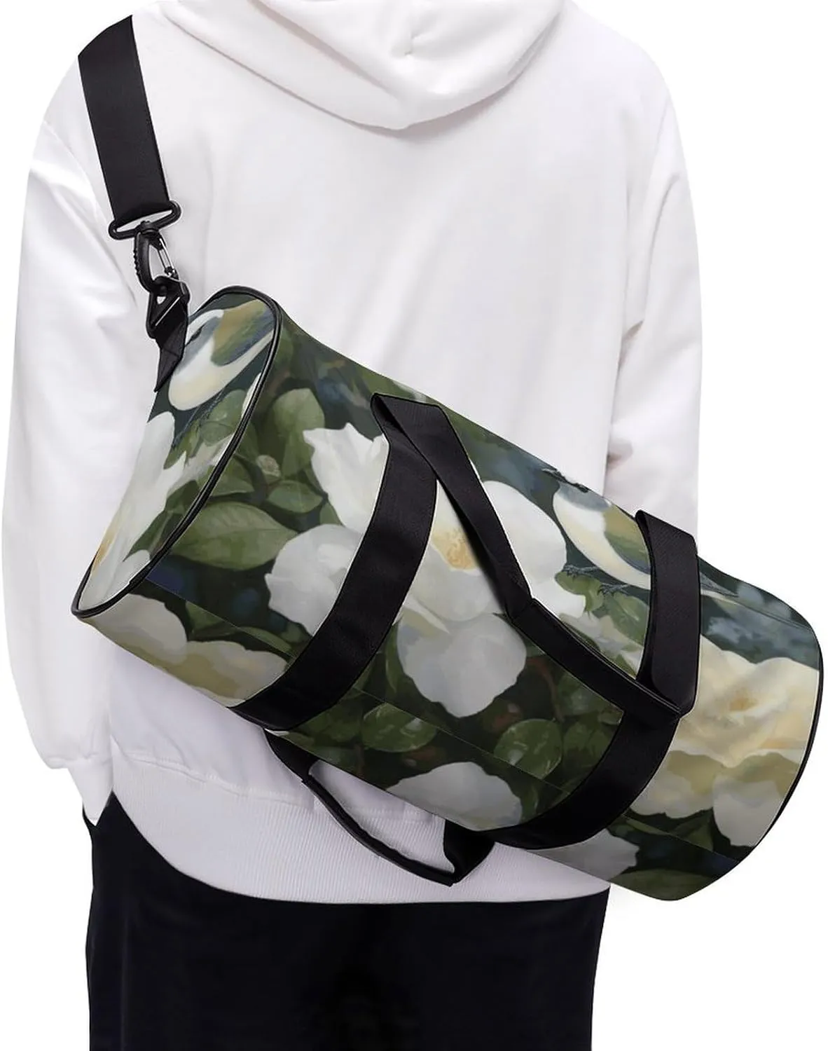 Gym Bag for Men Women Gardenia Flowers Birds Duffel Bag Overnight Bag with Compartment Gym Sackpac