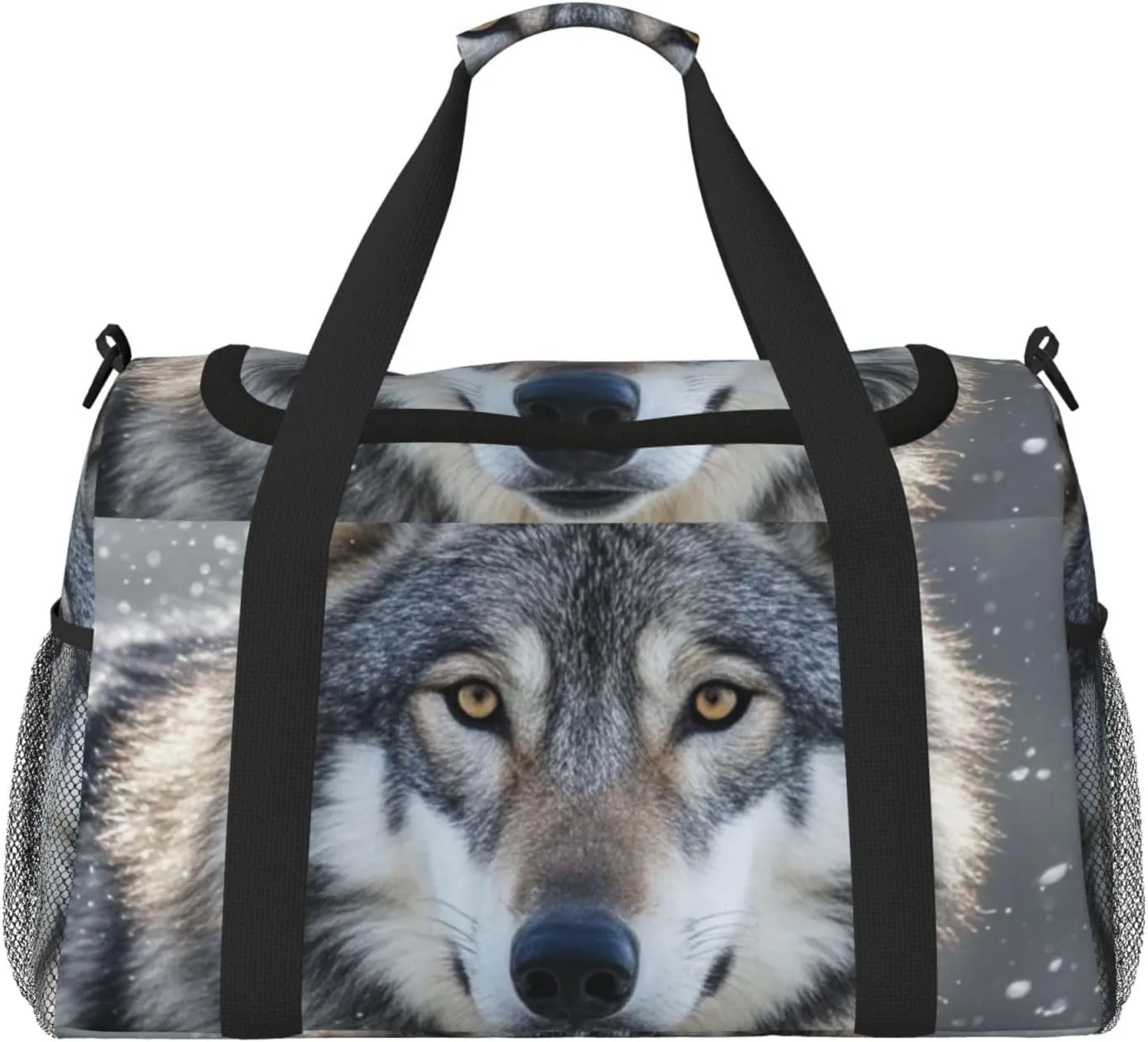 Gym Bag Wild Wild Gray Wolf Duffel Bag for Men Women Travel Overnight Bag with Shoe Compartment Workout Bags