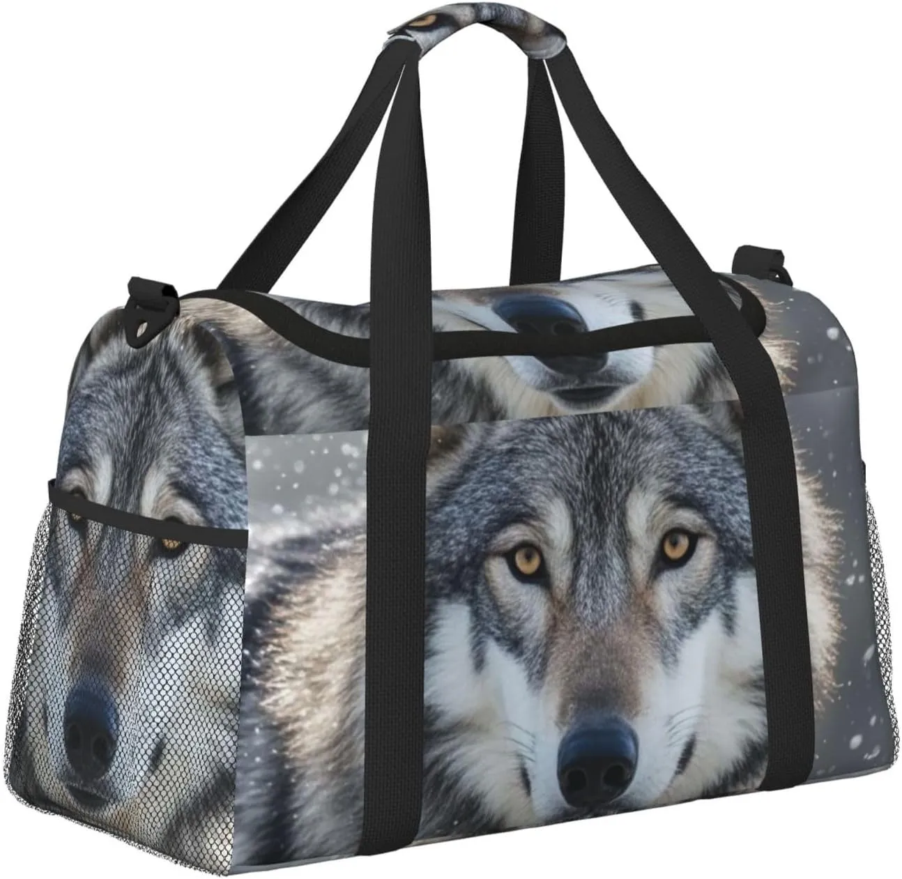 Gym Bag Wild Wild Gray Wolf Duffel Bag for Men Women Travel Overnight Bag with Shoe Compartment Workout Bags