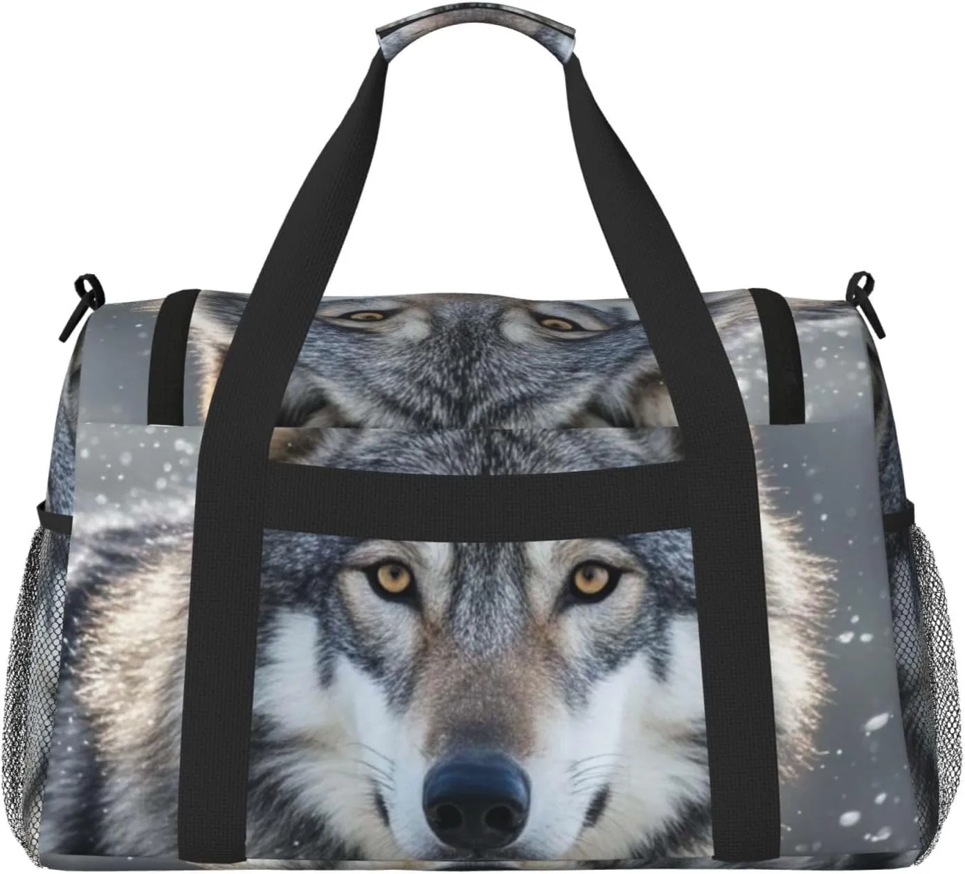 Gym Bag Wild Wild Gray Wolf Duffel Bag for Men Women Travel Overnight Bag with Shoe Compartment Workout Bags