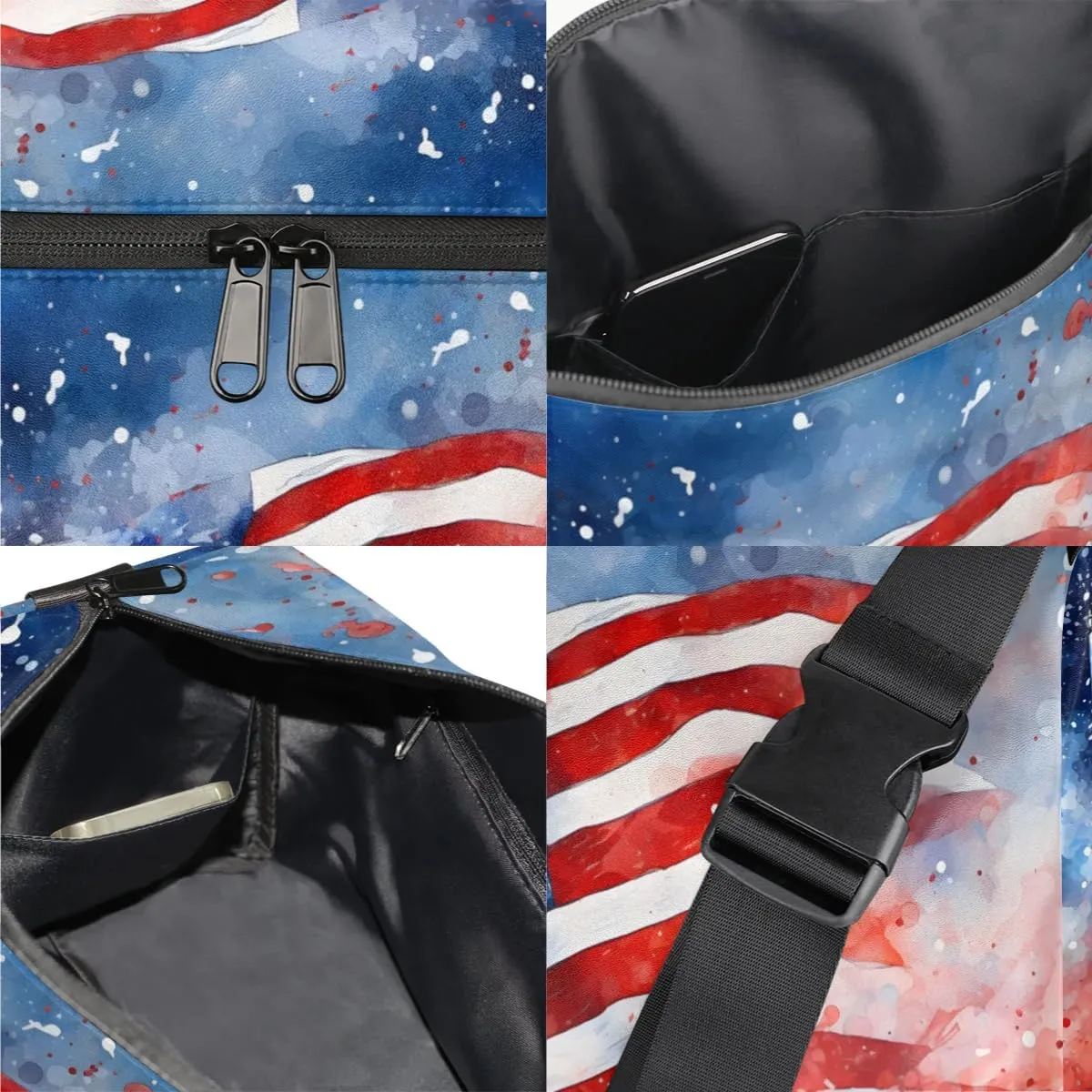 Gym Bags for Men 14.8 Inch Lightweight Carry On Bags for Airplanes Waterproof Duffle Bag for Travel, America Retro Flag Prints
