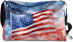 Gym Bags for Men 14.8 Inch Lightweight Carry On Bags for Airplanes Waterproof Duffle Bag for Travel, America Retro Flag Prints
