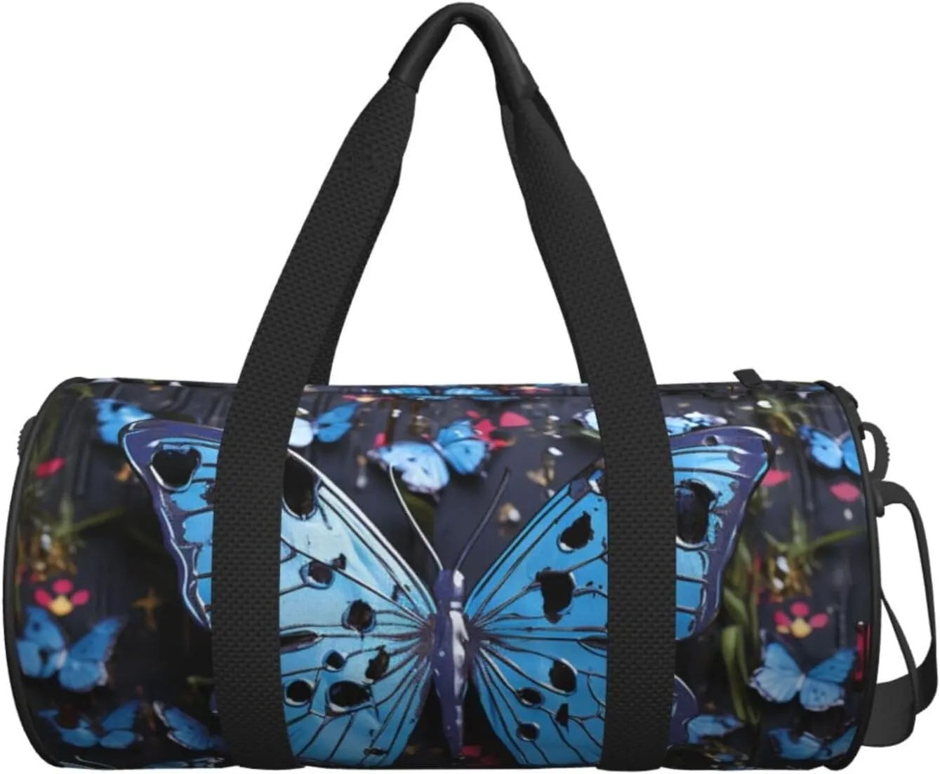 Gym Bags Small Blue butterfly Duffel Bag Overnight Bag with Shoe Compartment Carryon Bag for Men Women