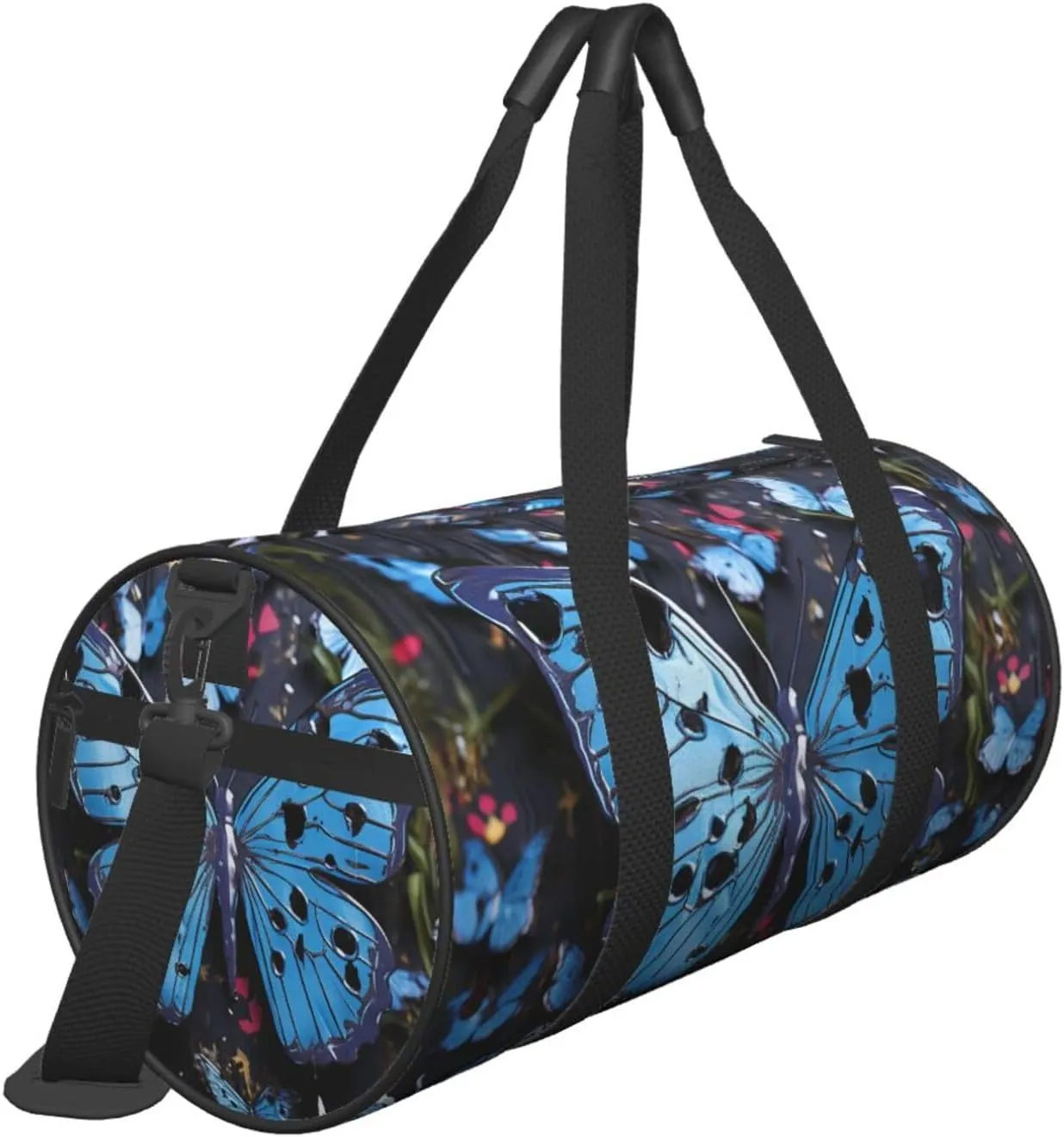 Gym Bags Small Blue butterfly Duffel Bag Overnight Bag with Shoe Compartment Carryon Bag for Men Women