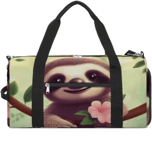 Gym Bags Small Cute Sloth Duffel Bag Overnight Bag with Shoe Compartment Carryon Bag for Men Women