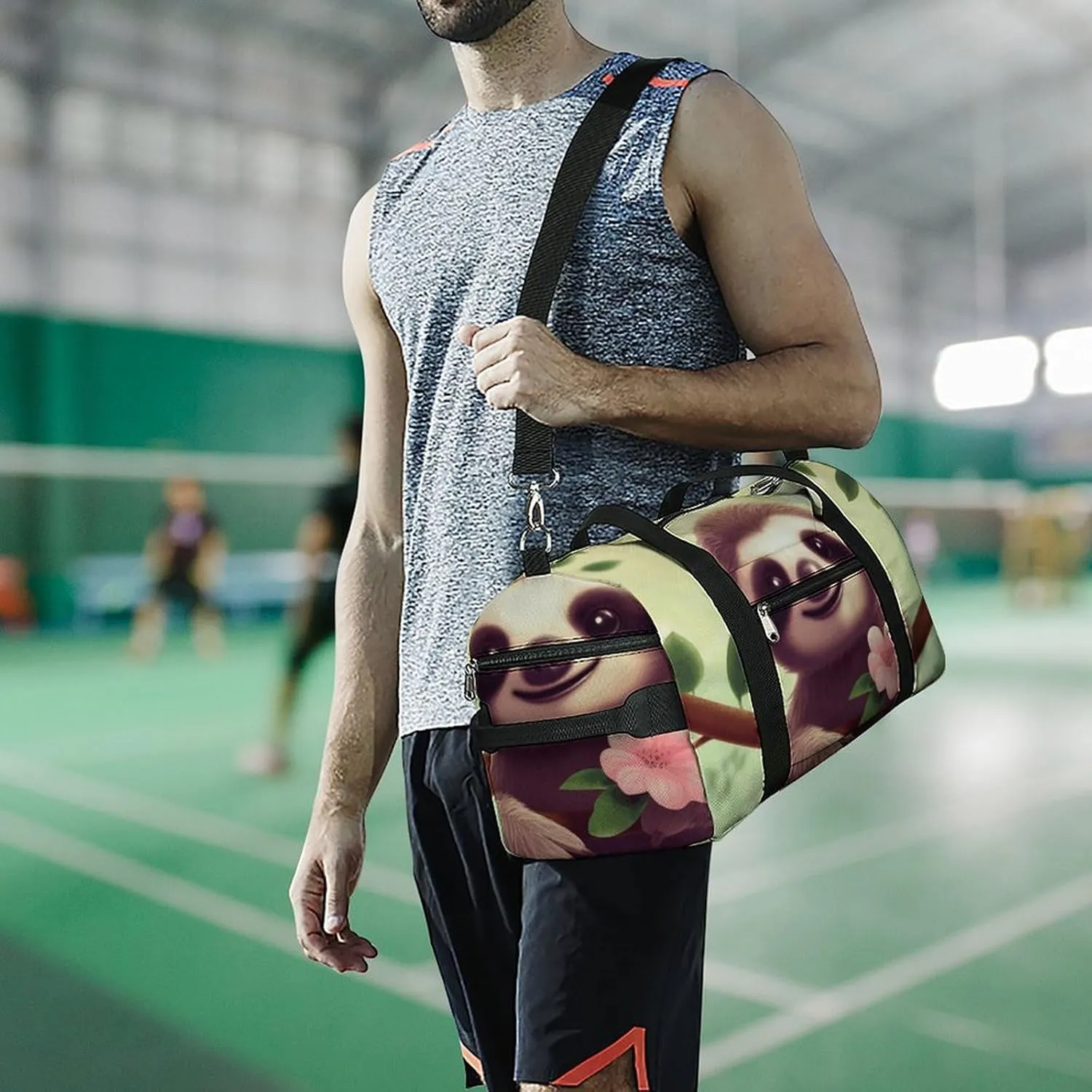 Gym Bags Small Cute Sloth Duffel Bag Overnight Bag with Shoe Compartment Carryon Bag for Men Women