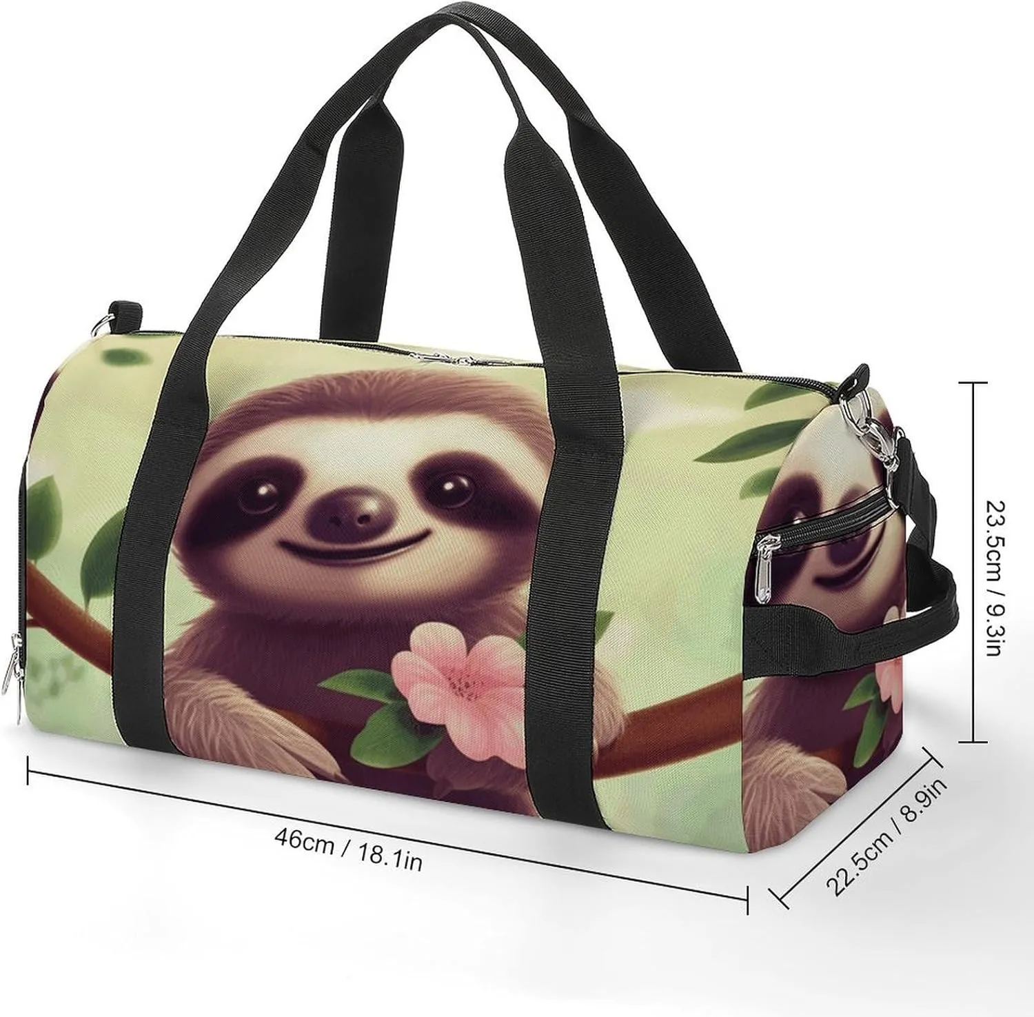 Gym Bags Small Cute Sloth Duffel Bag Overnight Bag with Shoe Compartment Carryon Bag for Men Women