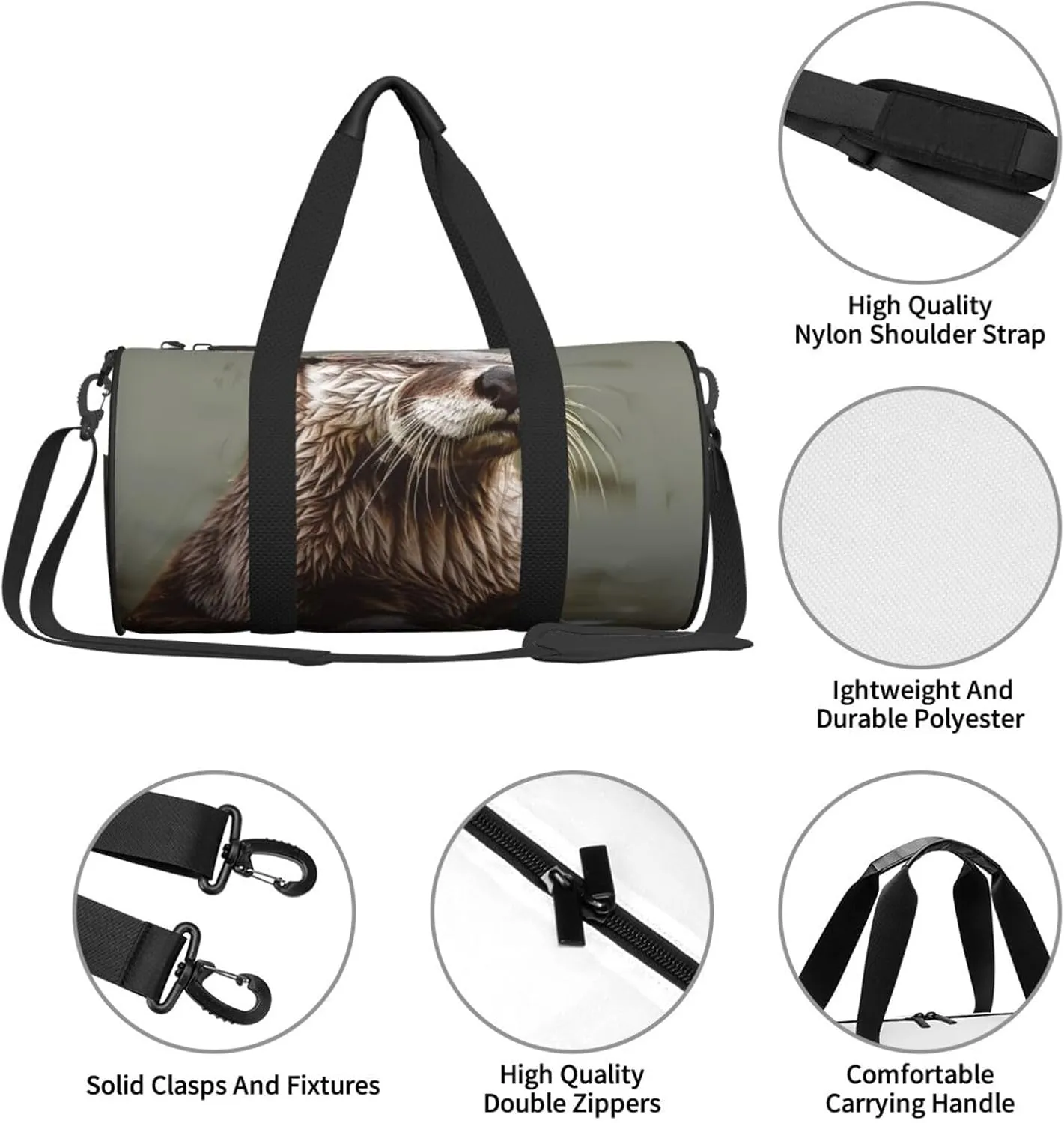 Gym Bags Small Otter Animal Duffel Bag Overnight Bag with Shoe Compartment Carryon Bag for Men Women