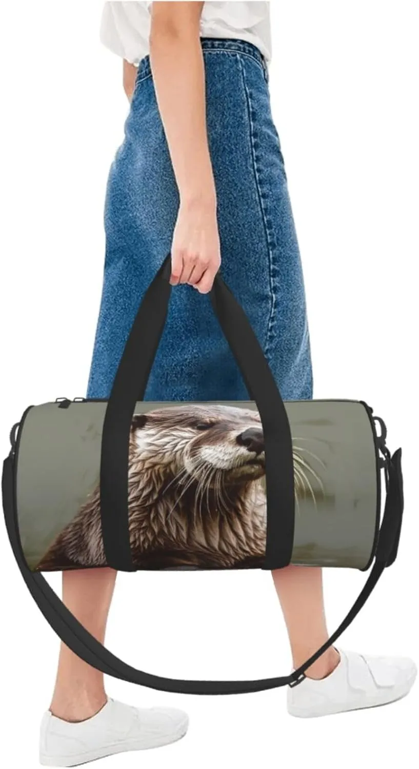 Gym Bags Small Otter Animal Duffel Bag Overnight Bag with Shoe Compartment Carryon Bag for Men Women