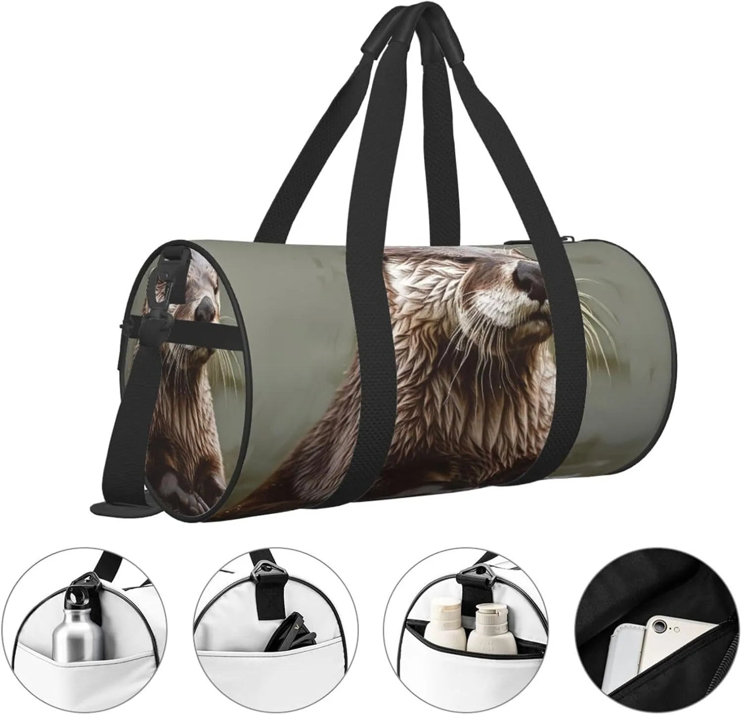 Gym Bags Small Otter Animal Duffel Bag Overnight Bag with Shoe Compartment Carryon Bag for Men Women