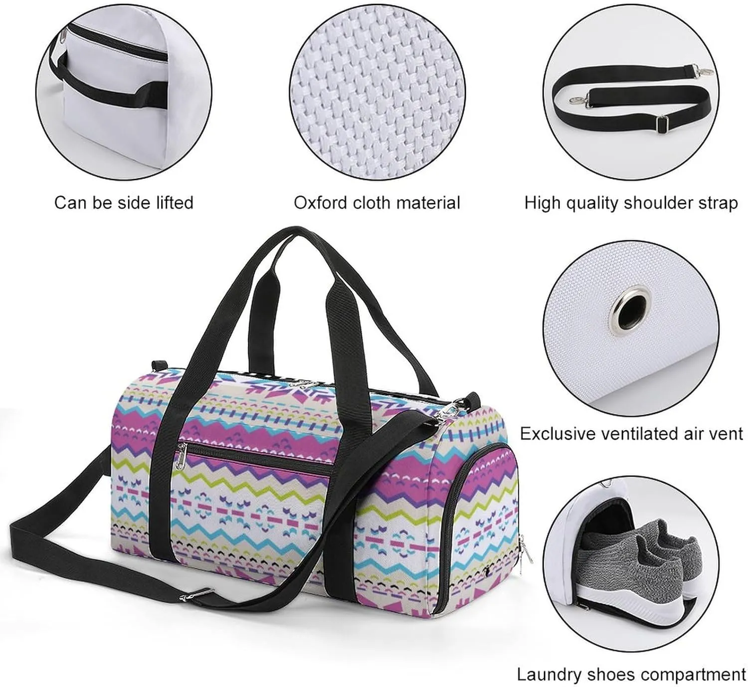 Gym Duffel Bag with Shoe Compartment Wet Pocket, Nordic Winter Travel Bag for Men Women