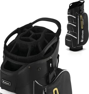 GYMAX Golf Cart Bag, 15-Way Divider with 7 Pockets, Rain Hood, Umbrella Holder & Gloves Stickers, Unisex Adults Golf Clubs Bag