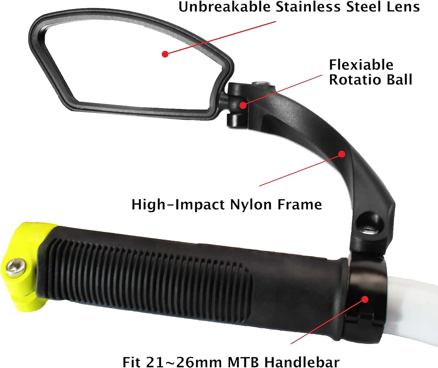Hafny Stainless Steel Lens Handlebar Bike Mirror, Safe Rearview Mirror for Bicycle